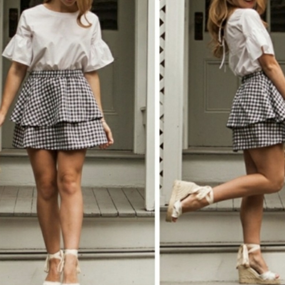 Pre-owned Madewell Monochrome Layered Mini Skirt - Picture 2 of 8